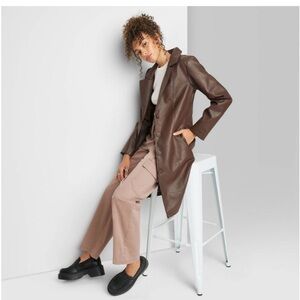 WILD FABLE SZ SMALL; brown faux leather trench